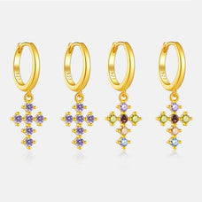 925 Sterling Silver Cross Dangle Earrings (color options)