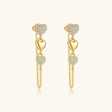 925 Sterling Silver Zircon Heart Drop Earrings (color option)