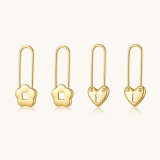 925 Sterling Silver Heart or Flower Paper Clip Earrings (color options)