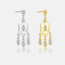 925 Sterling Silver Zircon Bird Drop Earrings (color option)