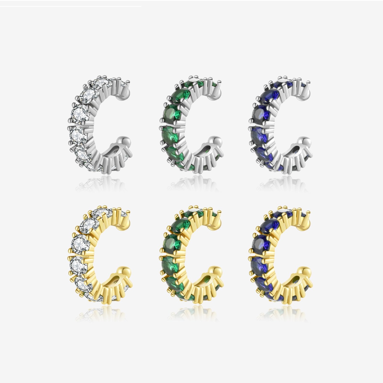 925 Sterling Silver Zircon Cuff Earrings (color options)