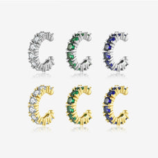 925 Sterling Silver Zircon Cuff Earrings (color options)