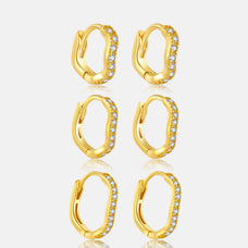 925 Sterling Silver Zircon Pave Wavy Circle Huggies Hoop Earrings (more options)