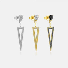 925 Sterling Silver Zircon Triangle Drop Earrings (color options)