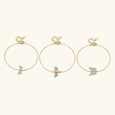 925 Sterling Silver Zircon Dragonfly, Bee, or Butterfly Charm Bracelet (options)