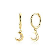 925 Sterling Silver Crescent Moon Drop Earrings (color option)