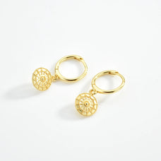 925 Sterling Silver Hoop Compass Star Dangle Earrings (color option)
