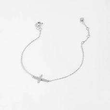 925 Sterling Silver Zircon Cross Charm Bracelet (color option)