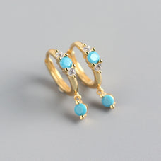 925 Sterling Silver Zircon Vintage Style Green Setting Drop Earrings (color options)