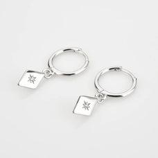 925 Sterling Silver Zircon Hoop Stone Shaped Earrings (color options)