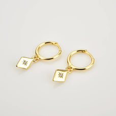 925 Sterling Silver Zircon Hoop Stone Shaped Earrings (color options)
