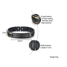 The Lords Prayer Men's Black Metal Bracelet (Language Options)