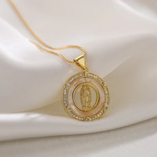 Gold Color Plated Zircon Virgin Mary Pendant Necklace (design options)
