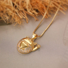 Luxury Style Cute Gold Color Zircon Cat Pendant Necklace