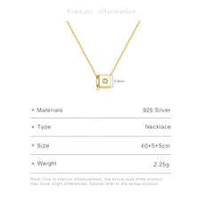 925 Sterling Silver Cube Zircon Pendant Necklace (color options)