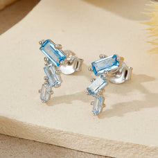 925 Sterling Silver Blue Zircon Earrings