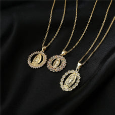 Gold Color Plated Vintage Style Virgin Mary Zircon Pendant Necklace (style options)