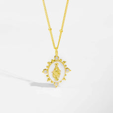 925 Sterling Silver Zircon Virgin Mary Pendant Necklace