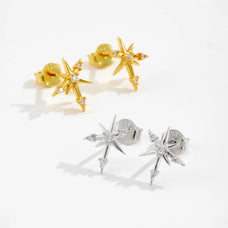 925 Sterling Silver Zircon Star Stud Earrings (color option)