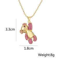 Gold Color Plated Zircon Bear Pendant Necklace (design/color choices)