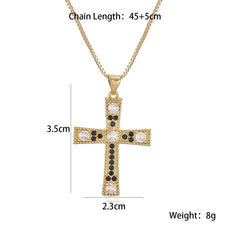 Luxury Style Gold Color Zircon Cross Pendant Necklace (design options)