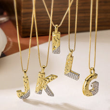 Gold and Silver Color Zircon Letter Pendant Necklace (26 letters to choose from)