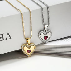 Heart Shape Zircon Pendant Necklace (color option)