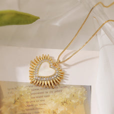 Zircon Gold Color Heart Pendant Necklace (design options)