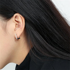 925 Sterling Silver Square Huggie Earrings (color options)