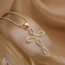 Beautiful Luxury Style Zircon Cross Pendant Necklace (design options)