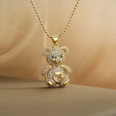 Cute Zircon Bear Pendant Necklace (design options)