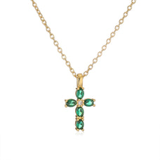 Zircon Cross Gold Color Pendant Necklace (color options)