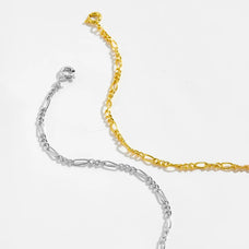 925 Sterling Silver Figaro Link Bracelet (color option)