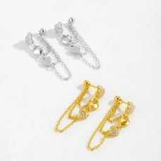 925 Sterling Silver Zircon Heart Drop Earrings (color option)
