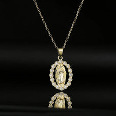 Zircon Gold Color Plated Virgin Mary Pendant Necklace (style option)