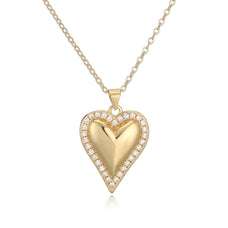 Unique Gold Color Zircon Heart Pendant Necklace (style options)