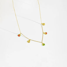 925 Sterling Silver Choker Necklace With Gold Color Drop Beads