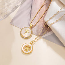 Zircon Gold Color Plated Cross or Virgin Mary Pendant Necklace (design options)