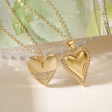 Unique Gold Color Zircon Heart Pendant Necklace (style options)