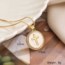 Zircon Gold Color Plated Cross or Virgin Mary Pendant Necklace (design options)