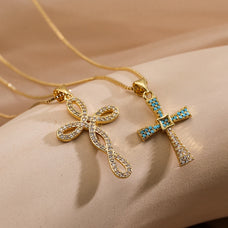Beautiful Luxury Style Zircon Cross Pendant Necklace (design options)