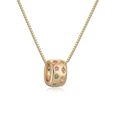 Gold Color Vintage Luxury Style Colorful Zircon Ring Pendant Necklace