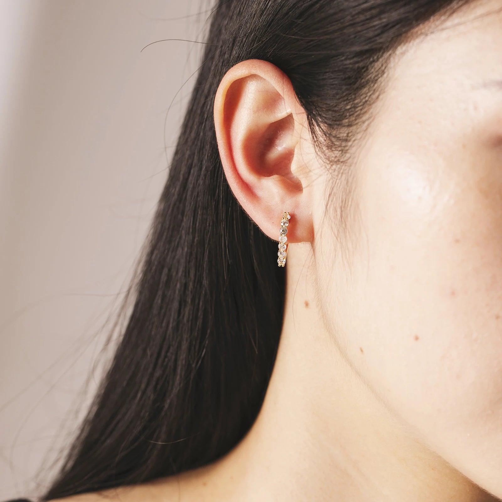 925 Sterling Silver Zircon Heart Hoop Huggie earrings (color option)