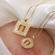 Gold Color Plated Zircon Virgin Mary Pendant Necklace (design options)