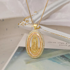 Classic Style Gold Color Plated Virgin Mary Pendant Necklace (style options)