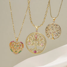 Vintage Style Zircon Tree of Life Pendant Necklace (design options)