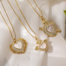 Zircon Gold Color Heart Pendant Necklace (design options)