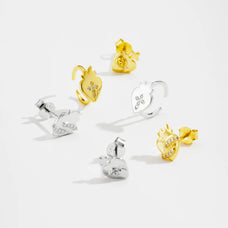 925 Sterling Silver Zircon Flaming Heart Cross Stud Earrings (style options)