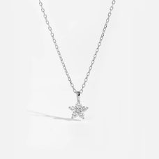 925 Sterling Silver Zircon Flower Pendant Necklace (color options)