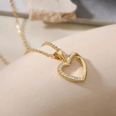 Zircon Gold Color Heart Pendant Necklace (style options)